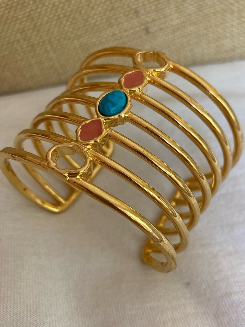 Lauren G. Adams Cuff Bracelet with
Turquoise and Pink Enamel Design